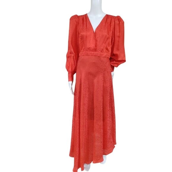 Ronny Kobo Wrap Boho 80s Glam Whimsy Estelle Asymmetric Satin-Jacquard Dress L - Picture 3 of 14